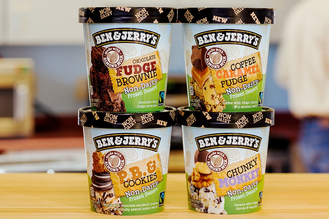 4 halvlitere med Ben & Jerry’s laktosefrie iskrem